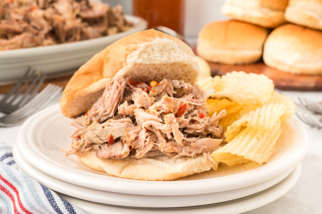 eastern nc bbq pork sandwich with sauce