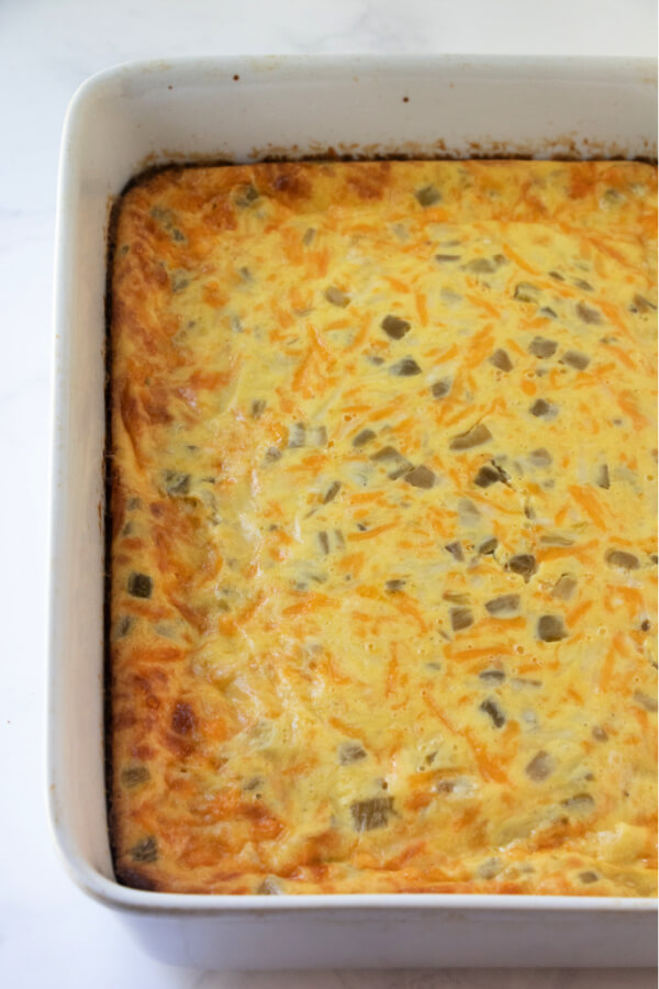 finished baked casserole in pan