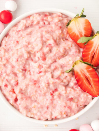 bowl of strawberries and cream oatmeal