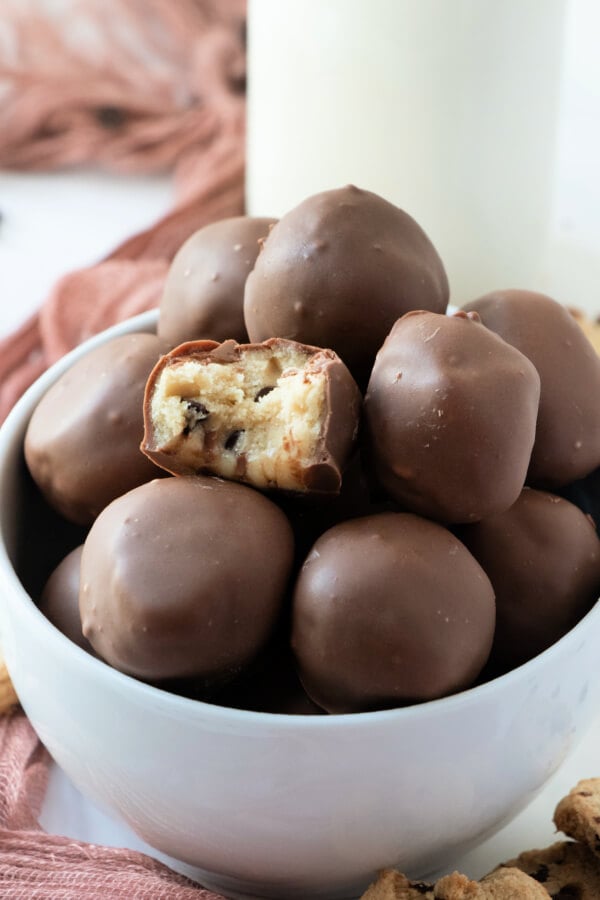 bowl with cookie dough truffles