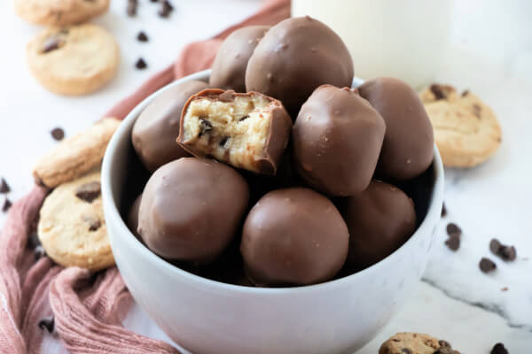 cookie dough truffles in bowl