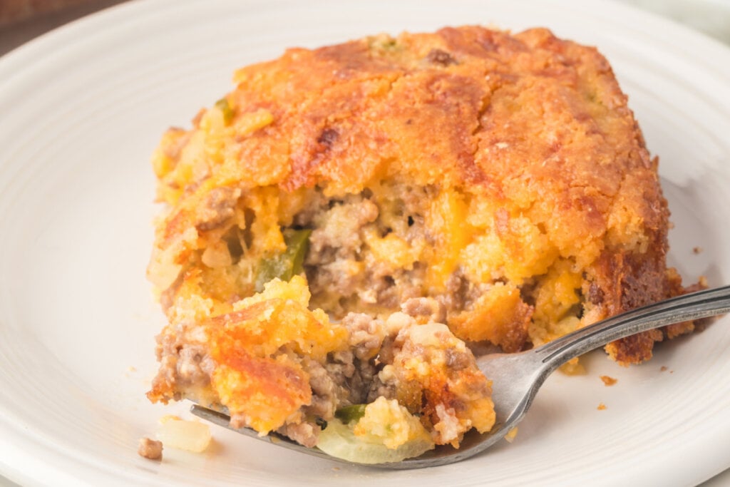 slice of mexican cornbread casserole