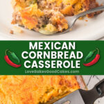 mexican cornbread casserole pin collage