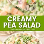creamy pea salad pin collage