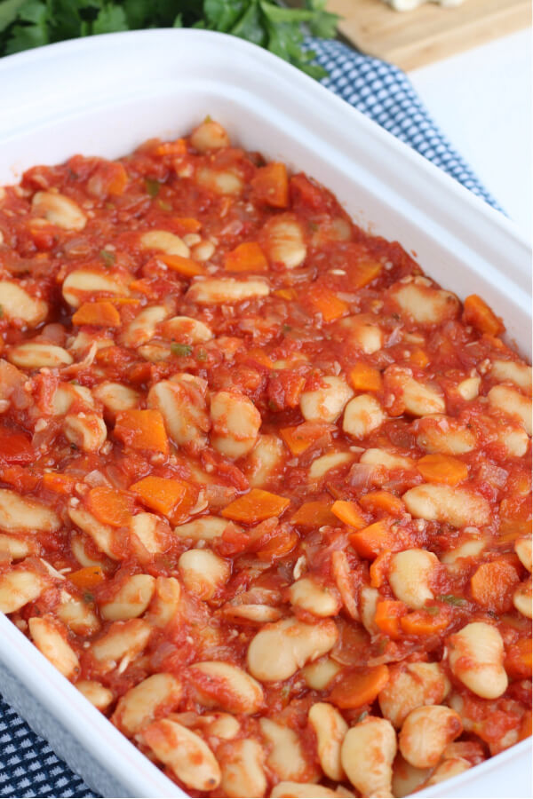 the casserole in baking dish before being baked