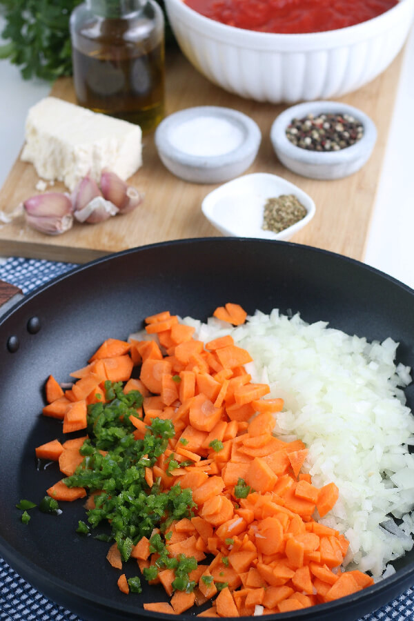 vegetables in pan