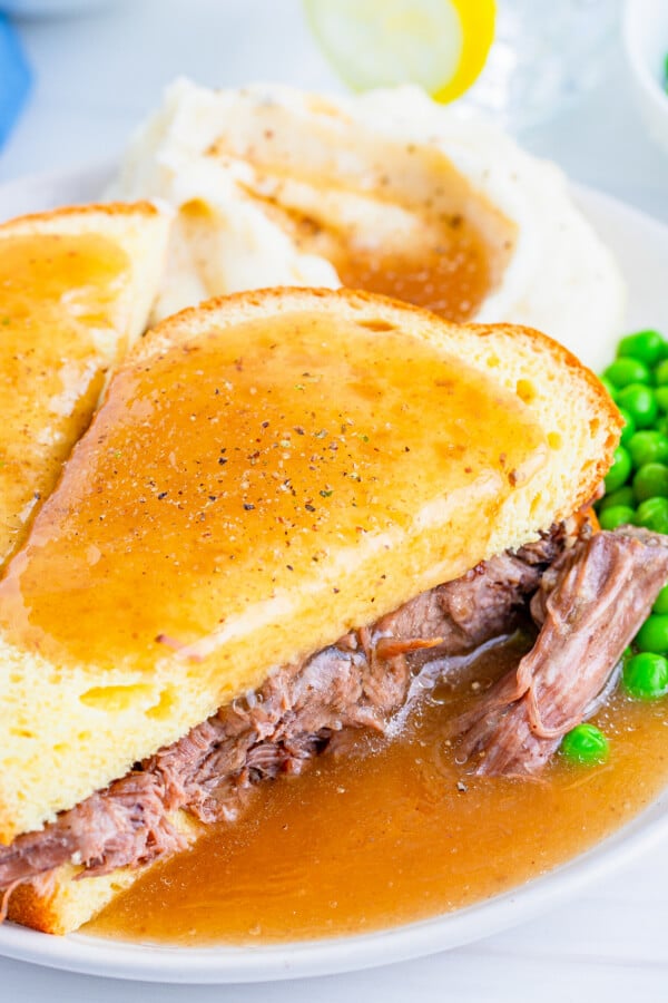 Hot Roast Beef Sandwich with Gravy - Love Bakes Good Cakes