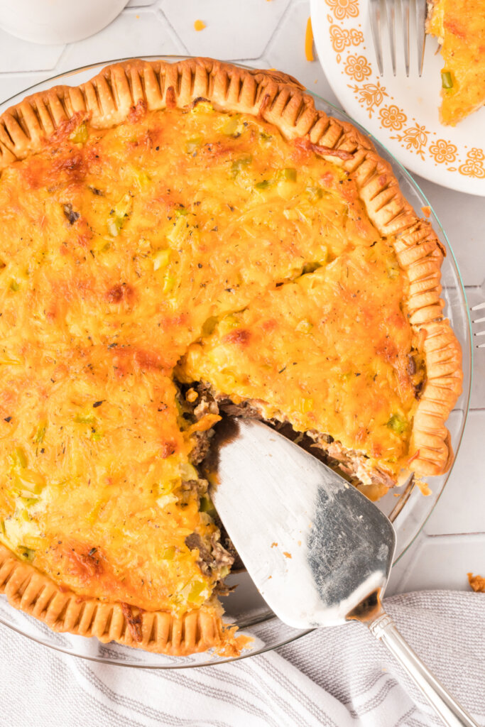 roast beef quiche in pie plate