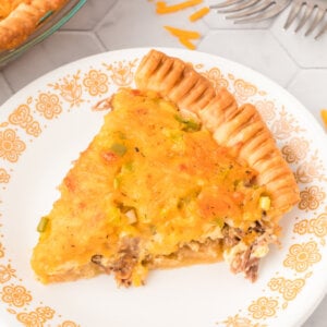 slice of roast beef quiche on plate