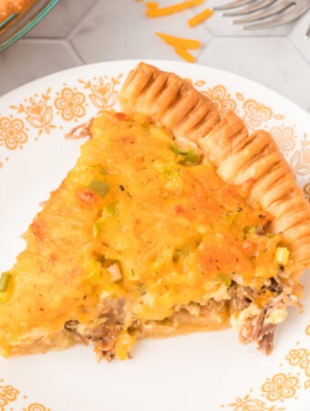 slice of roast beef quiche on plate