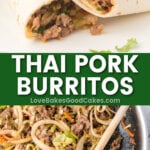 thai pork burritos pin collage