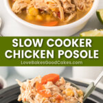 slow cooker chicken posole pin collage