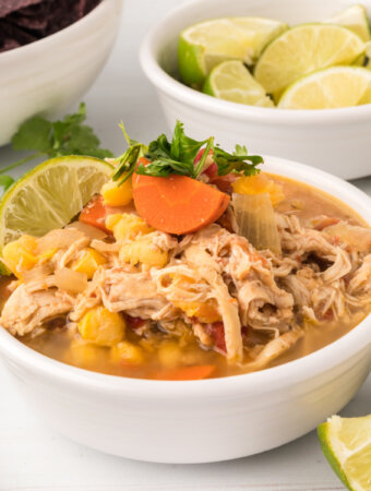 bowl filled with chicken posole