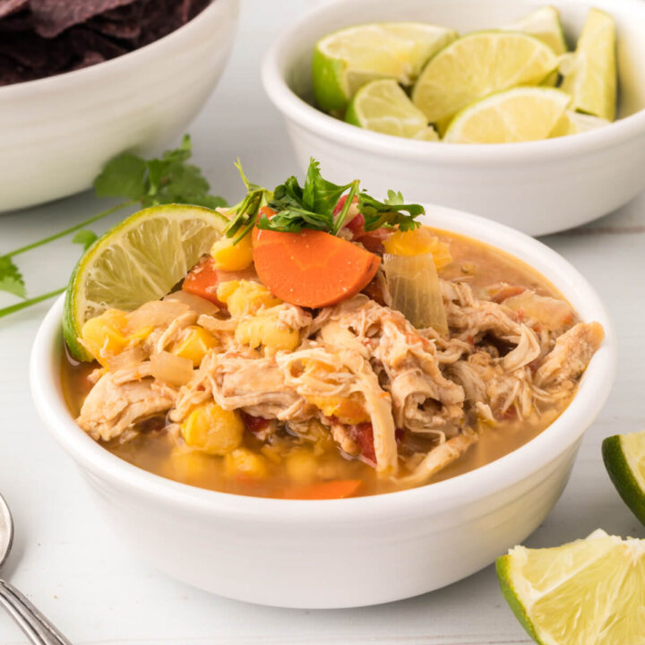 bowl filled with chicken posole