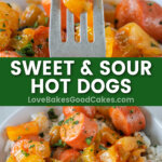 sweet & sour hot dogs pin collage