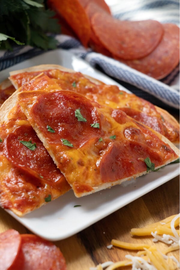 closeup pizza on plate