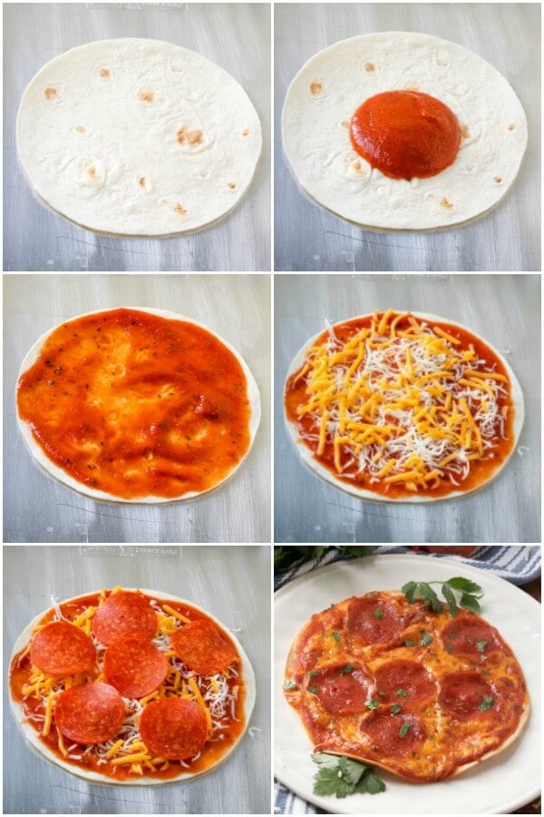 step by step how to make tortilla pizza