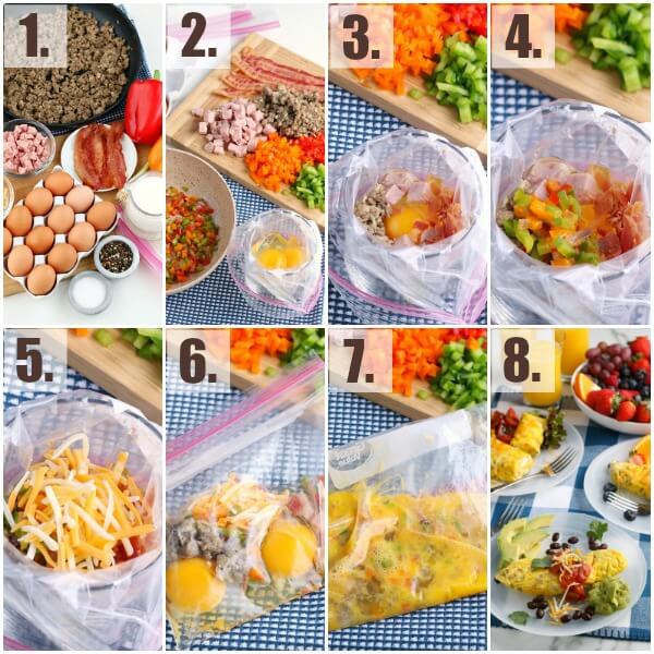 step by step how to make omelts in a bag