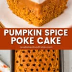 pumpkin spice poke cake pin collage