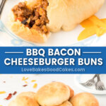 bbq bacon cheeseburger buns pin collage