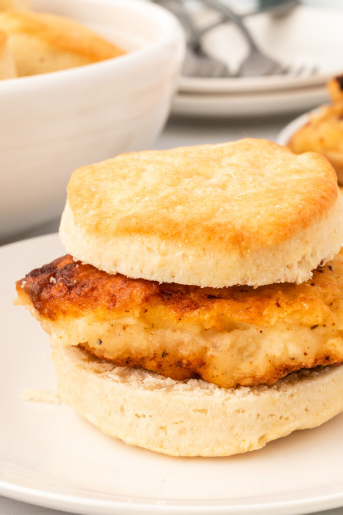 closeup chicken biscuit