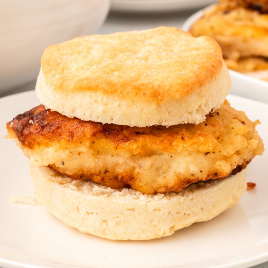 chicken biscuit on plate