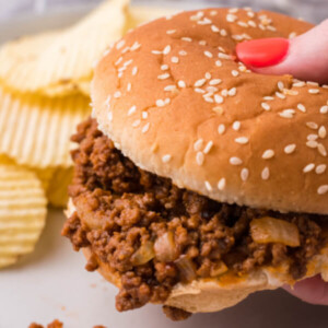 closeup of sloppy joes sandwich