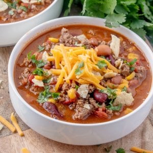 taco soup in bowl