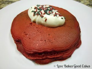 Red Velvet Pancakes with Cream Cheese Frosting