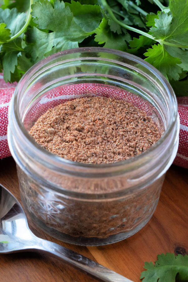 taco seasoning in a glass jar