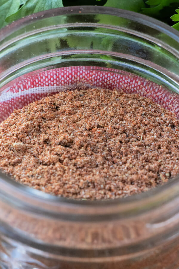 closeup of spices mixed in jar