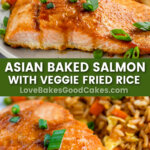 asian baked salmon pin collage