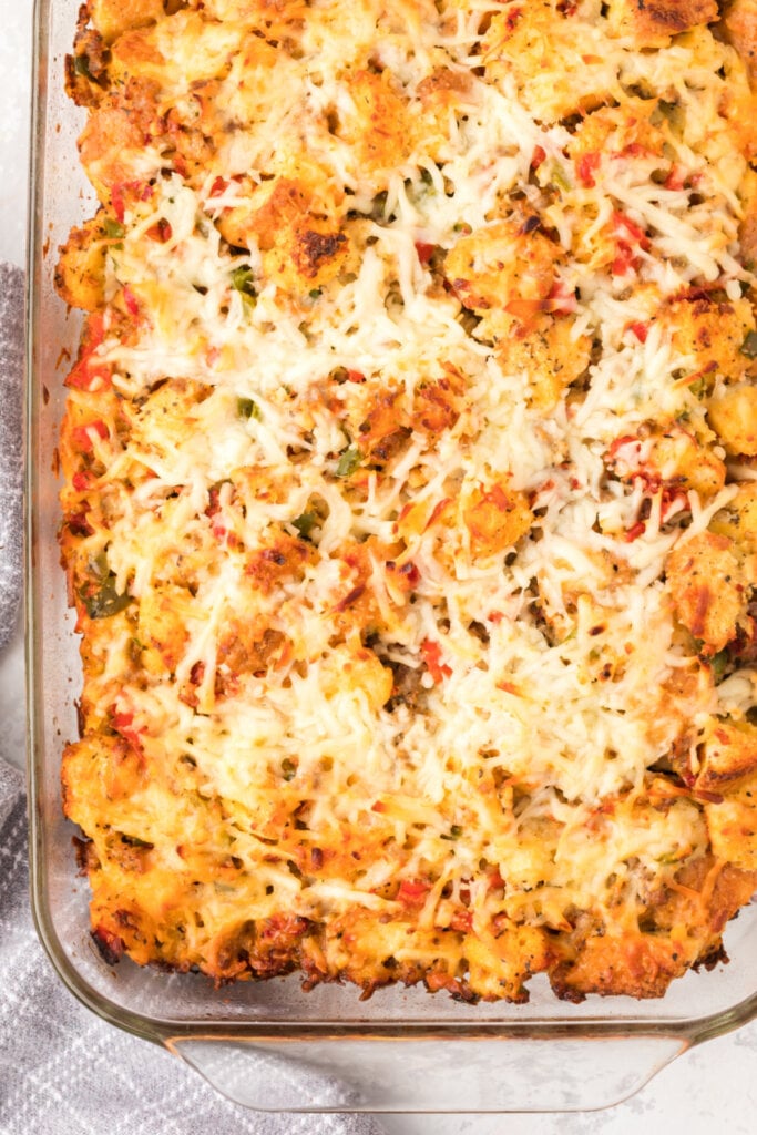 italian breakfast casserole in baking dish