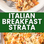 italian breakfast strata pin collage