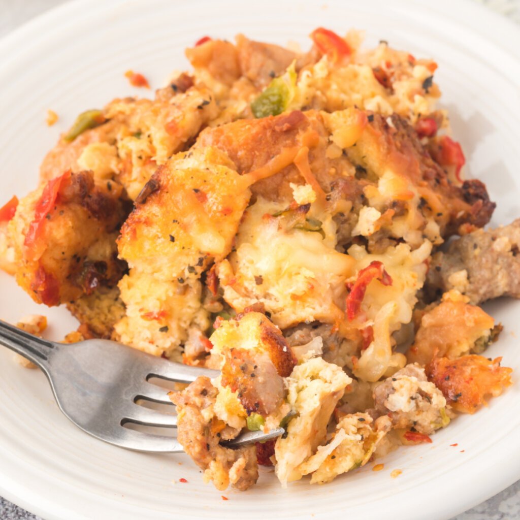 italian breakfast strata on plate