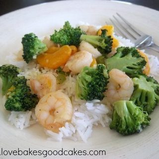 Orange and Broccoli Shrimp with Rice