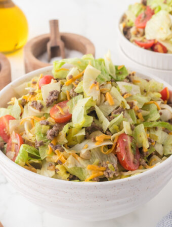 big mac salad in white bowl