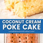 coconut cream poke cake pin collage
