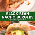black bean nacho burgers pin collage