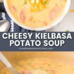 cheesy kielbasa potato soup pin collage
