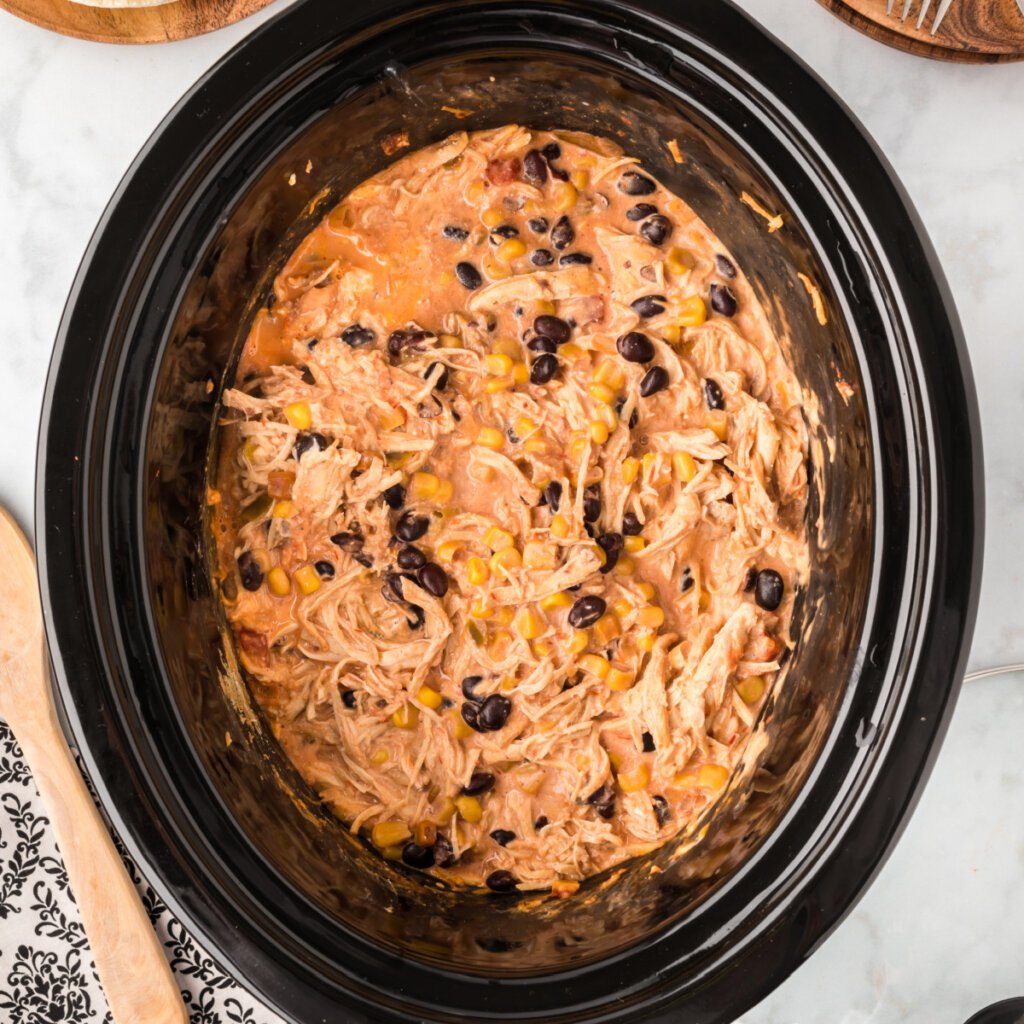 fiesta chicken in slow cooker crock