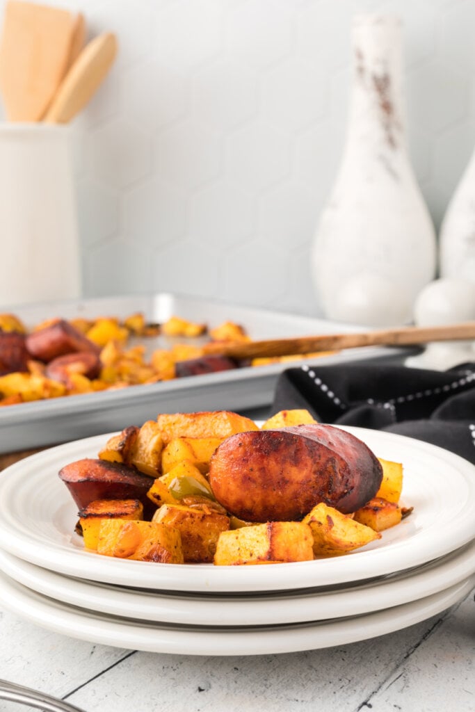 sausage potato bake on plate