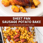 sausage potato bake pin collage