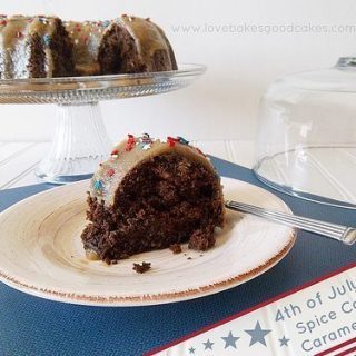 4th of July Apple Spice Cake with Caramel Glaze