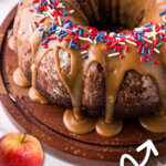 apple spice cake with caramel frosting pin collage