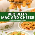 bbq beefy mac and cheese pin collage