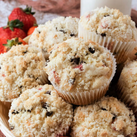 Strawberry Chocolate Chip Streusel Muffins