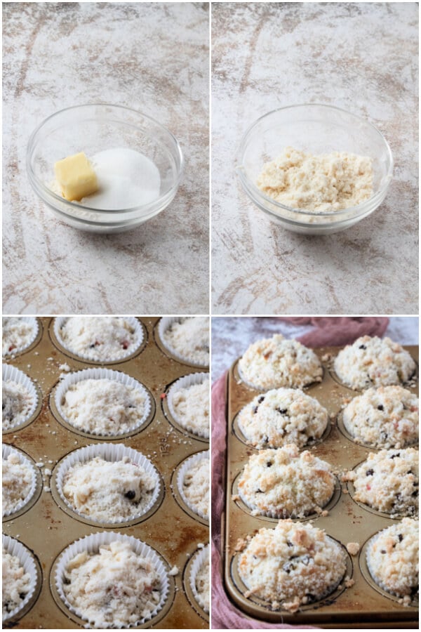 Preparing the muffin recipe in step by step.