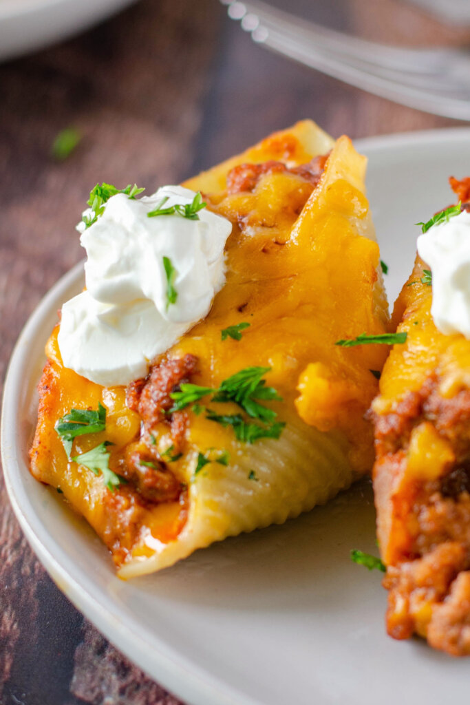 enchilada stuffed shells on plate