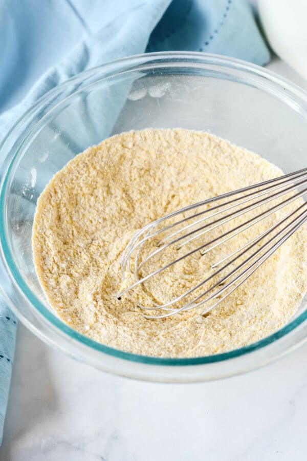 whisking the cornmeal mixture together